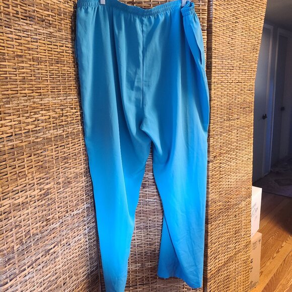 Draper's and Damon's Turquois Blue Pants Size 2X Elastic Waist Pockets - Picture 2 of 6